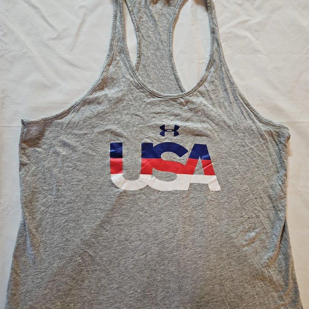 Under Armour Grey USA Heat Gear Tank Top XL